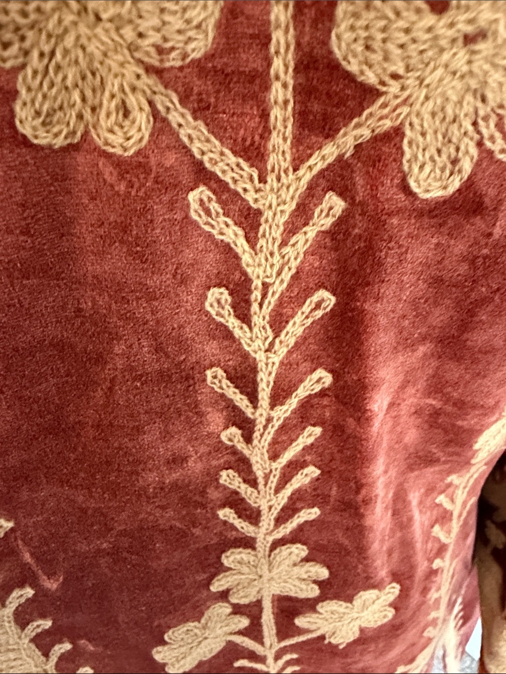 Embroidered Velvet Kimono Coat, Boho Floral Jacket - Picture 4 of 5